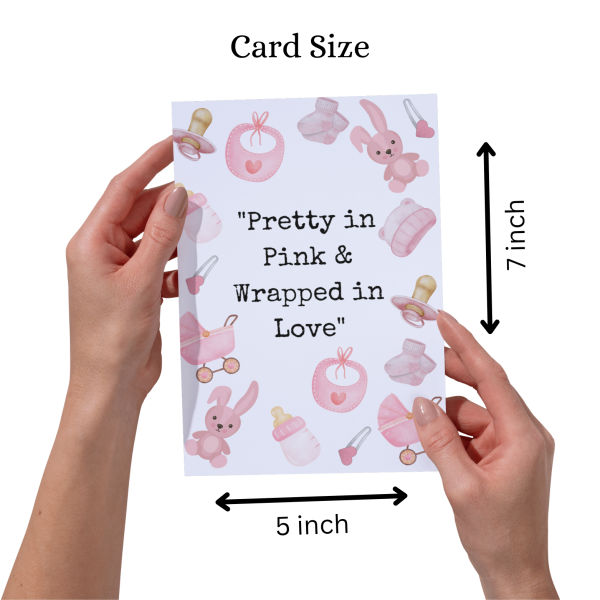 Pretty in Pink & Wrapped in Love – Baby Girl Greeting Card - Image 3
