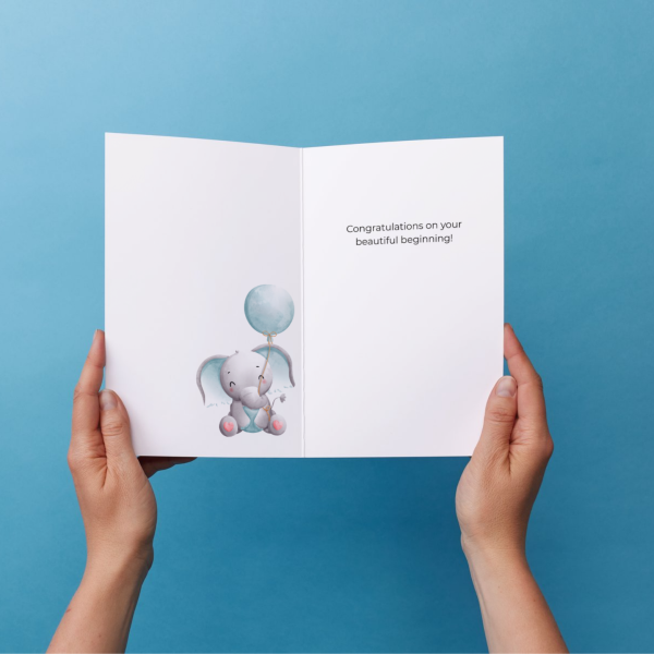 Welcome to the World, Little Miracle – Baby Elephant Greeting Card - Image 4